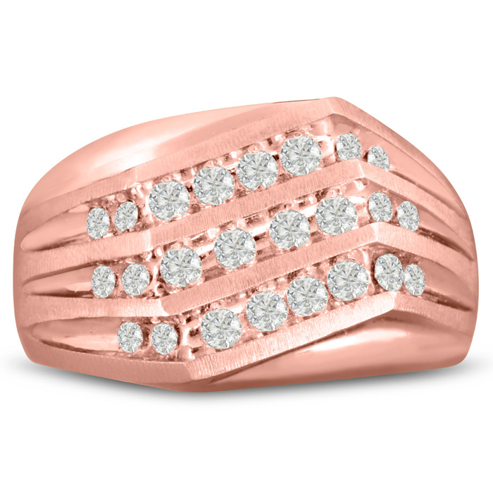 Men's 1 Carat Diamond Wedding Band in 14K Rose Gold, -K, I1-I2, 13.64mm Wide by SuperJeweler