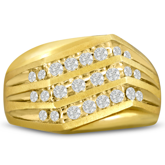 Men's 1 Carat Diamond Wedding Band in 14K Yellow Gold, -K, I1-I2, 13.64mm Wide by SuperJeweler