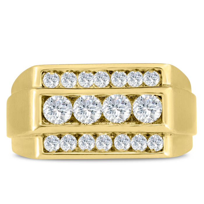 Men's 1 Carat Diamond Wedding Band in Yellow Gold, -K, I1-I2, 11.06mm Wide by SuperJeweler