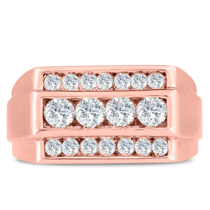 Men's 1 Carat Diamond Wedding Band in 14K Rose Gold, G-H Color, , 11.06mm Wide by SuperJeweler