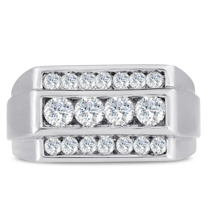 Men's 1 Carat Diamond Wedding Band in 14K White Gold, G-H Color, , 11.06mm Wide by SuperJeweler