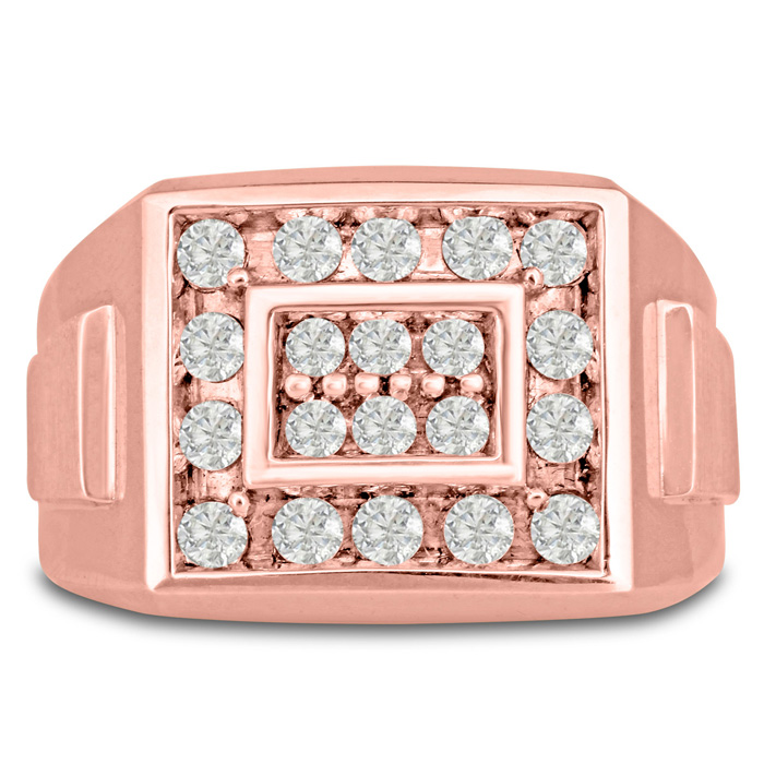 Men's 1 Carat Diamond Wedding Band in Rose Gold, -K, I1-I2, 14.78mm Wide by SuperJeweler