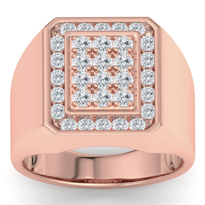 Men's 1 Carat Diamond Wedding Band in Rose Gold, G-H Color, , 17.75mm Wide by SuperJeweler