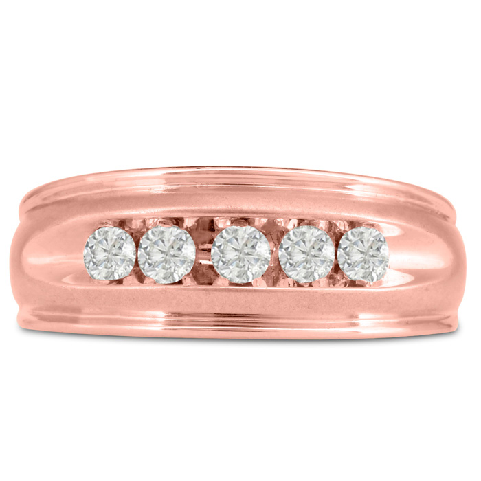 Men's 1/2 Carat Diamond Wedding Band in Rose Gold, -K, I1-I2, 8.68mm Wide by SuperJeweler