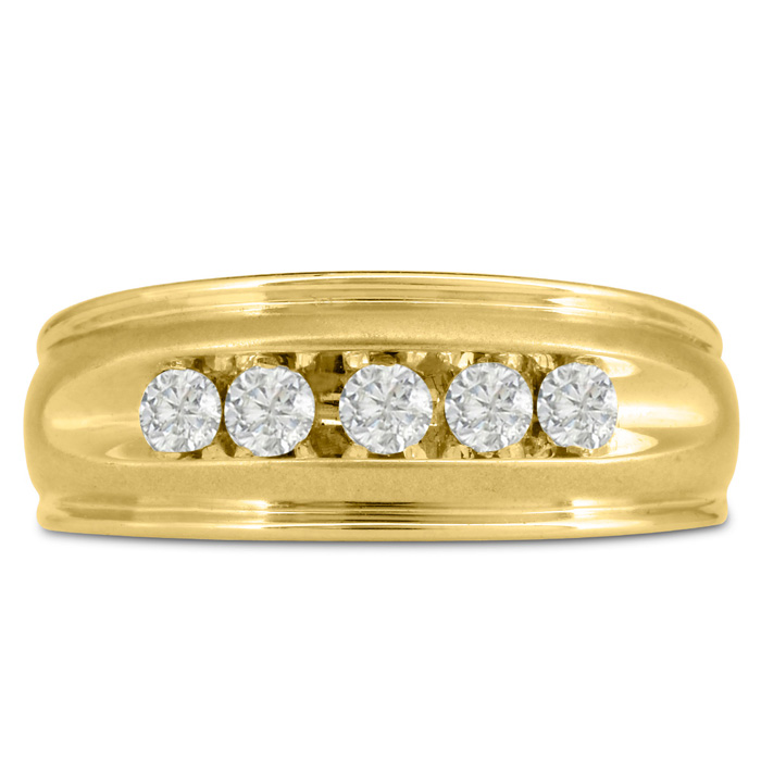 Men's 1/2 Carat Diamond Wedding Band in 14K Yellow Gold, -K, I1-I2, 8.68mm Wide by SuperJeweler
