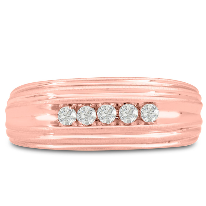 Men's 1/4 Carat Diamond Wedding Band in 14K Rose Gold, -K, I1-I2, 8.36mm Wide by SuperJeweler