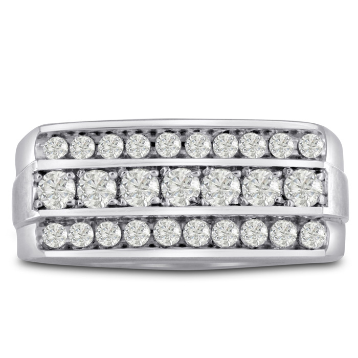 Men's 1 Carat Diamond Wedding Band in White Gold, G-H Color, , 10.03mm Wide by SuperJeweler