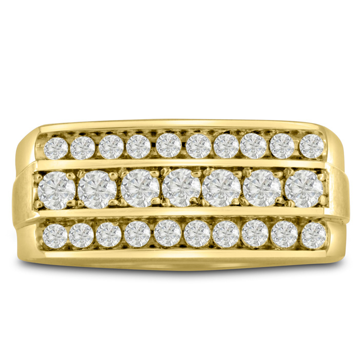 Men's 1 Carat Diamond Wedding Band in Yellow Gold, -K, I1-I2, 10.03mm Wide by SuperJeweler