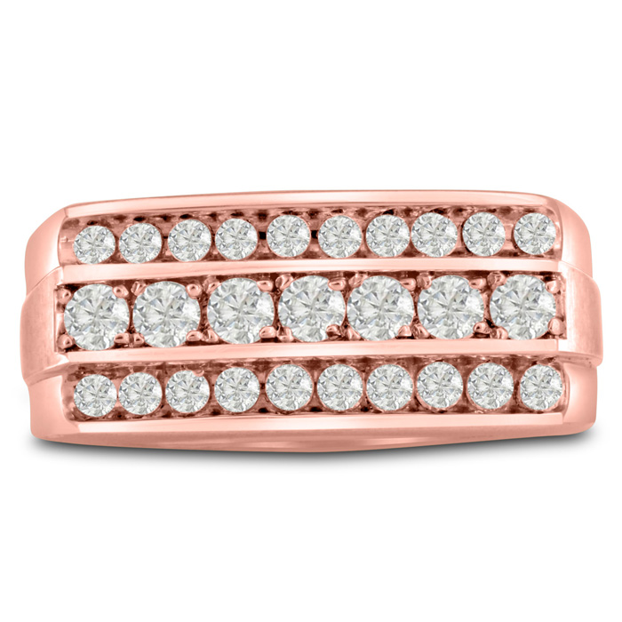 Men's 1 Carat Diamond Wedding Band in 14K Rose Gold, -K, I1-I2, 10.03mm Wide by SuperJeweler