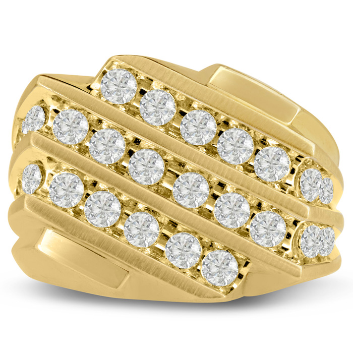 Men's 1.25 Carat Diamond Wedding Band in Yellow Gold, -K, I1-I2, 16.76mm Wide by SuperJeweler