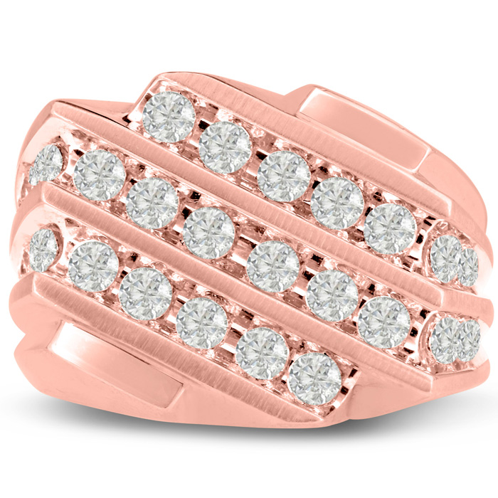 Men's 1.25 Carat Diamond Wedding Band in 14K Rose Gold, -K, I1-I2, 16.76mm Wide by SuperJeweler