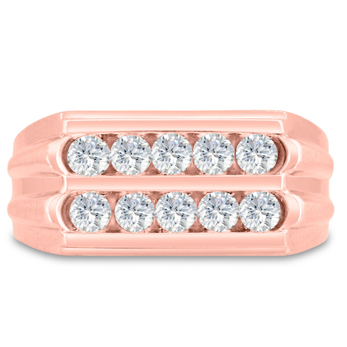 Men's 1 Carat Diamond Wedding Band in Rose Gold, -K, I1-I2, 10.48mm Wide by SuperJeweler