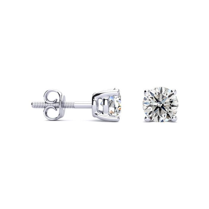 1.25 Carat Diamond Stud Earrings In 14K White Gold (G-H, I1-I2) By Hansa