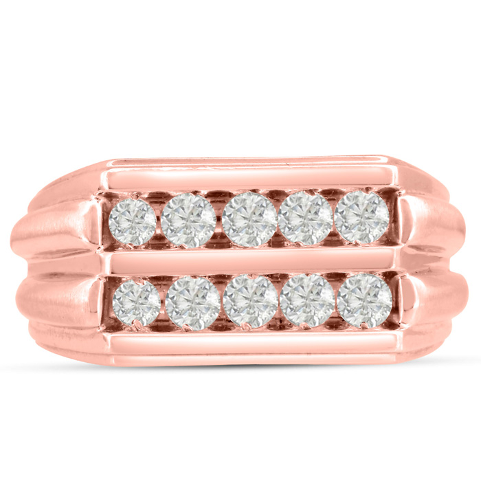 Men's 1 Carat Diamond Wedding Band in 14K Rose Gold, -K, I1-I2, 11.17mm Wide by SuperJeweler