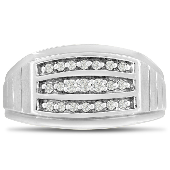 Men's 1/4 Carat Diamond Wedding Band in White Gold, G-H Color, , 11.24mm Wide by SuperJeweler