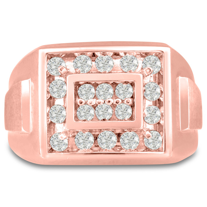 Men's 1 Carat Diamond Wedding Band in Rose Gold, -K, I1-I2, 14.66mm Wide by SuperJeweler