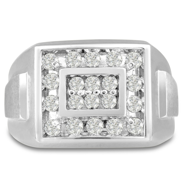 Men's 1 Carat Diamond Wedding Band in White Gold