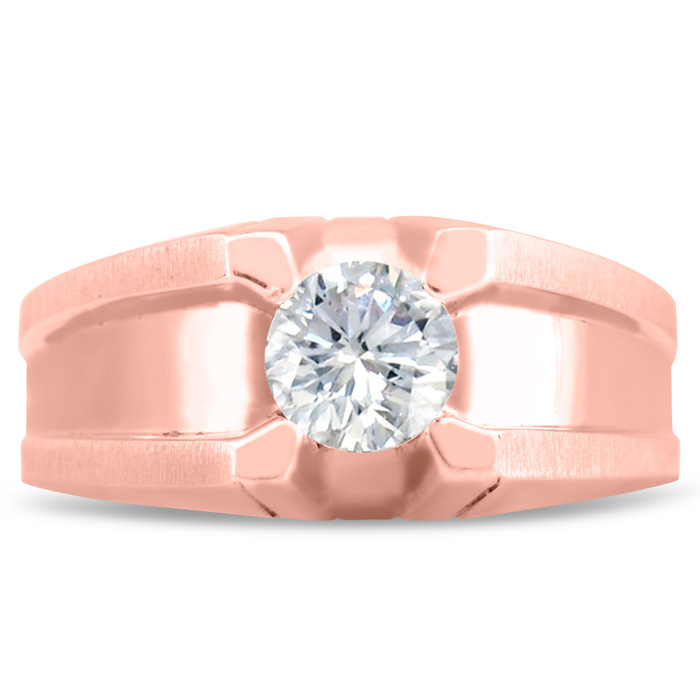 Men's 1/2 Carat Diamond Wedding Band in Rose Gold, -K, I1-I2, 10.37mm Wide by SuperJeweler