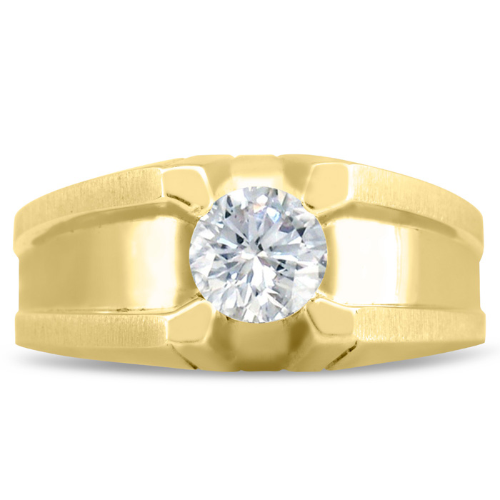 Men's 1/2 Carat Diamond Wedding Band in Yellow Gold, G-H Color, , 10.37mm Wide by SuperJeweler