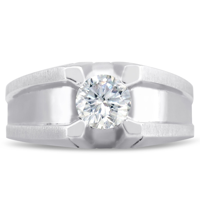 Men's 1/2 Carat Diamond Wedding Band in 14K White Gold, G-H Color, , 10.37mm Wide by SuperJeweler