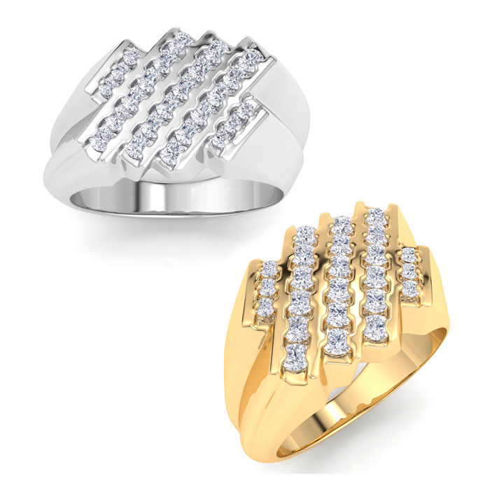 Men's 1/2 Carat Diamond Wedding Band in White Gold, -K, I1-I2, 11.38mm Wide by SuperJeweler