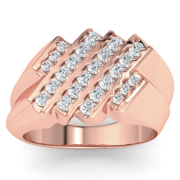 Men's 1/2 Carat Diamond Wedding Band in 14K Rose Gold, -K, I1-I2, 11.38mm Wide by SuperJeweler