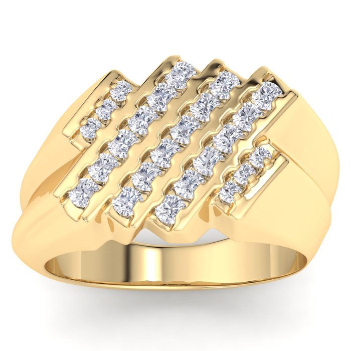 Men's 1/2 Carat Diamond Wedding Band In 14K Yellow Gold (I-J, I1-I2), 11.38mm Wide By SuperJeweler