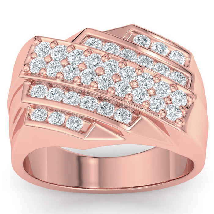 Men's 1 Carat Diamond Wedding Band in Rose Gold, -K, I1-I2, 13.85mm Wide by SuperJeweler