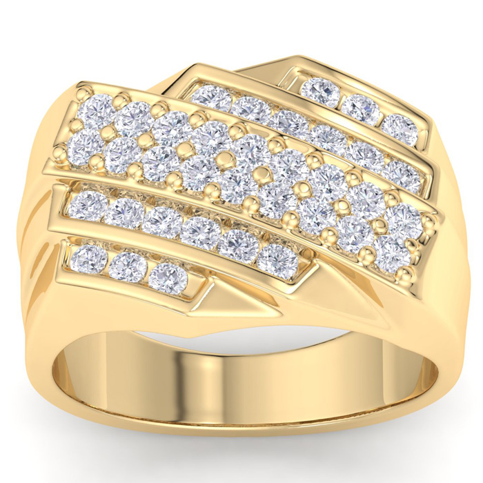 Men's 1 Carat Diamond Wedding Band in Yellow Gold, -K, I1-I2, 13.85mm Wide by SuperJeweler