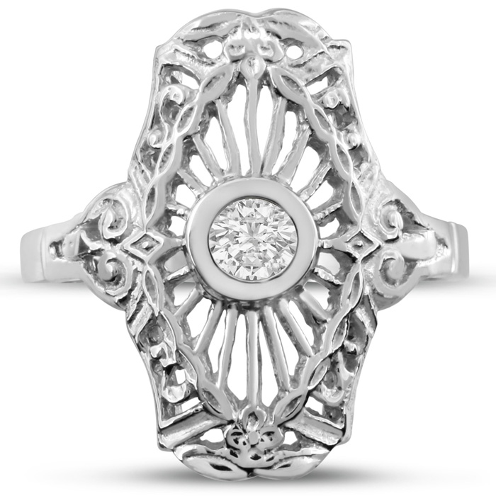 1/10 Carat Cathedral Diamond Ring in 14K White Gold (, SI2-I1) by SuperJeweler