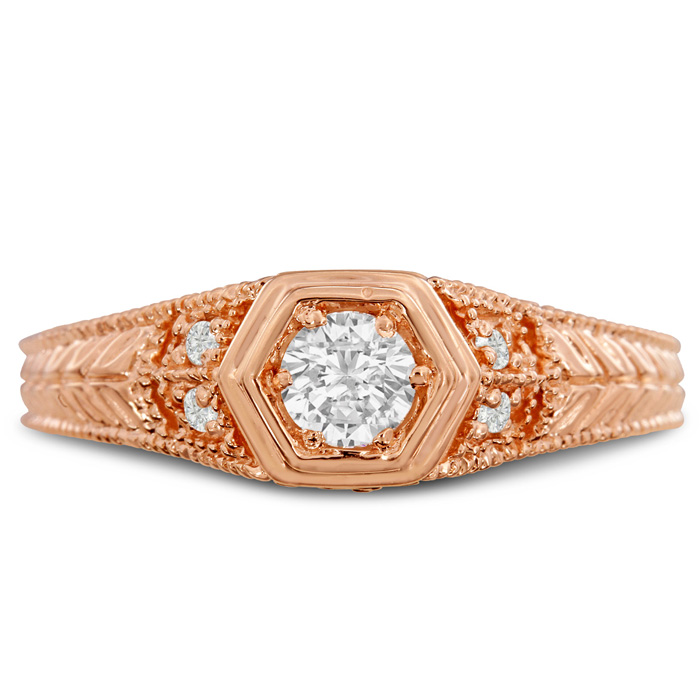 Antique 1/3 Carat Diamond Engagement Ring in 14K Rose Gold (, SI2-I1) by SuperJeweler