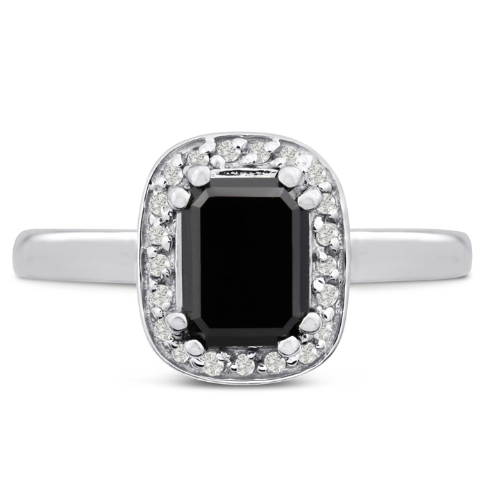 3/4 Carat Black & White Diamond Ring in 14K White Gold,  by SuperJeweler