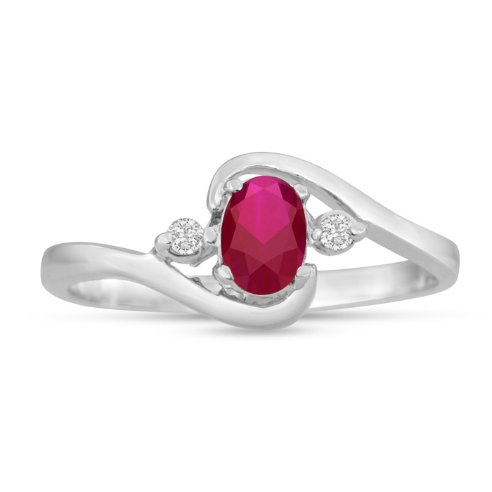 1/2 Carat Ruby & Diamond Ring in 14K White Gold (2.4 g), G/H Color by SuperJeweler