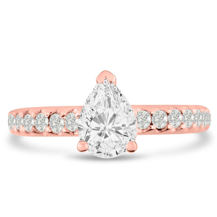 1 1/3 Carat Pear Shape Diamond Engagement Ring in 14K Rose Gold (5.7 g) (