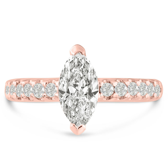 1 1/3 Carat Marquise Shape Diamond Engagement Ring in 14K Rose Go