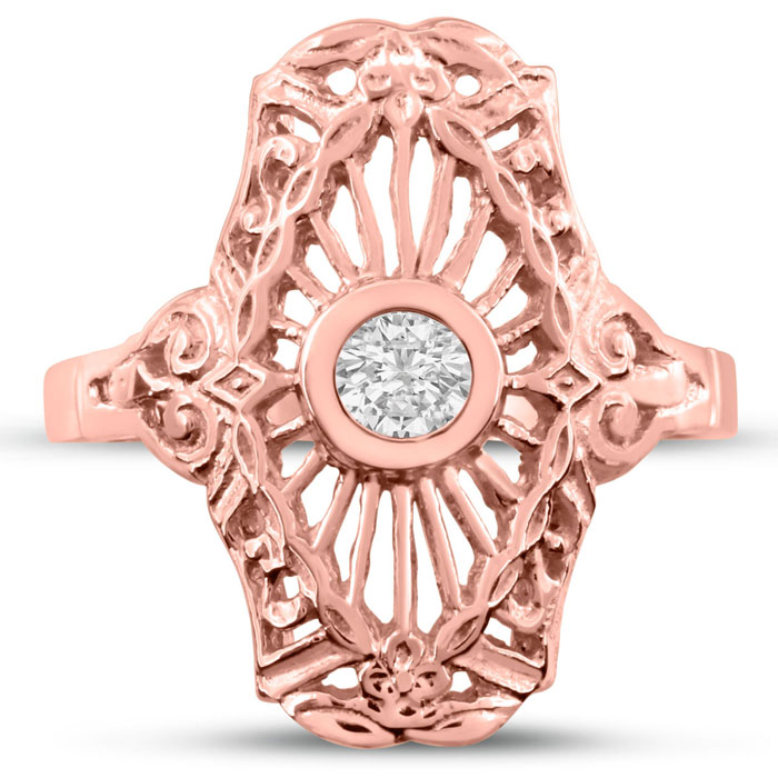 1/10 Carat Cathedral Diamond Ring in 14K Rose Gold (, SI2-I1) by SuperJeweler