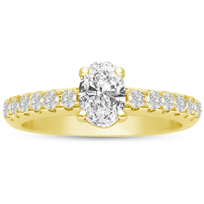 1 1/3 Carat Oval Shape Diamond Engagement Ring Crafted in 14K Yel