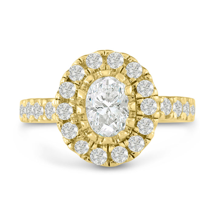 1.5 Carat Oval Shape Diamond Engagement Ring in 14K Yellow Gold (