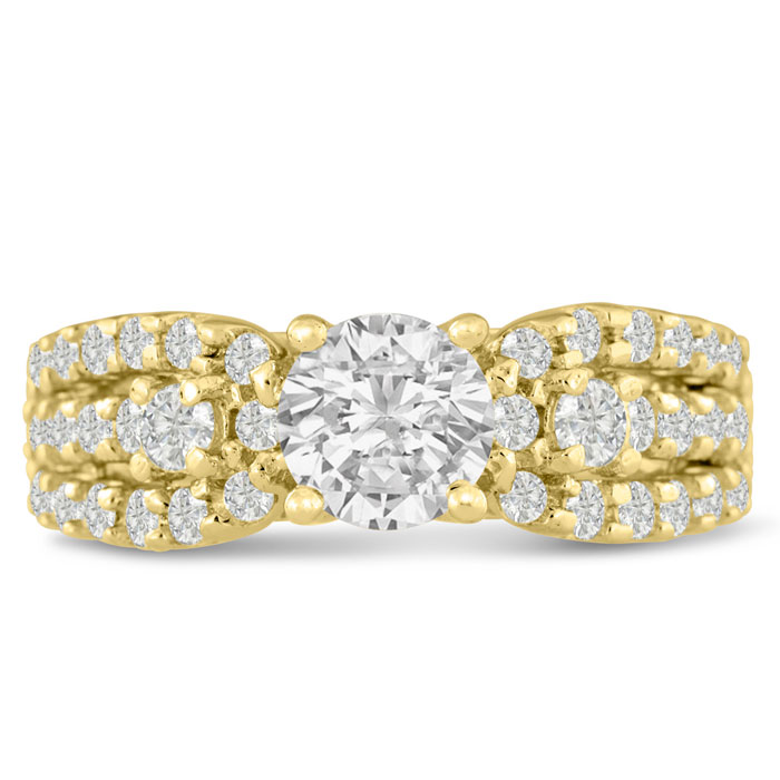 1 1/5 Carat Round Brilliant Diamond Engagement Ring Crafted in 14K Yellow Gold (6.4 g)