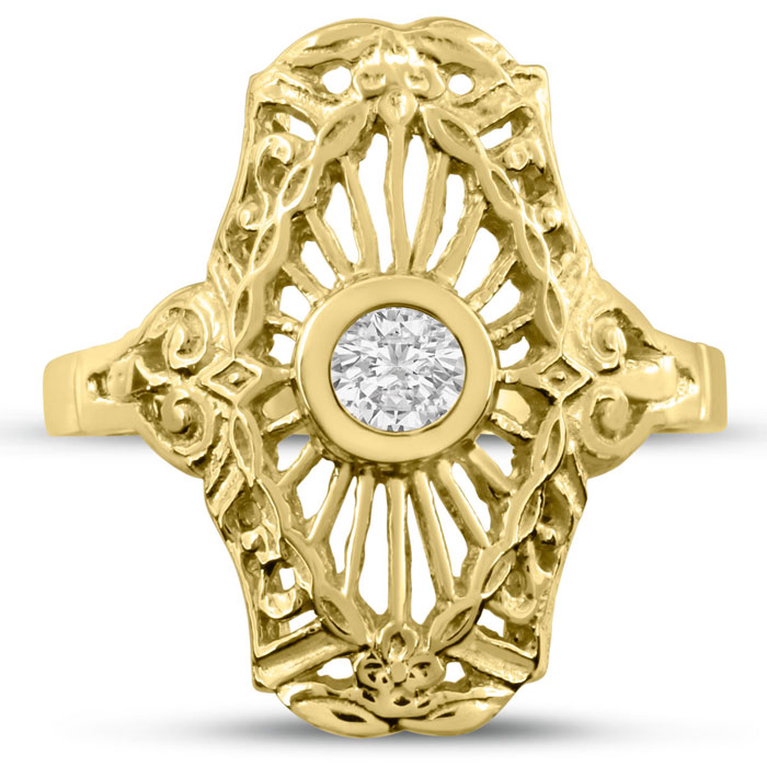 1/10 Carat Cathedral Diamond Ring in 14K Yellow Gold (, SI2-I1) by SuperJeweler