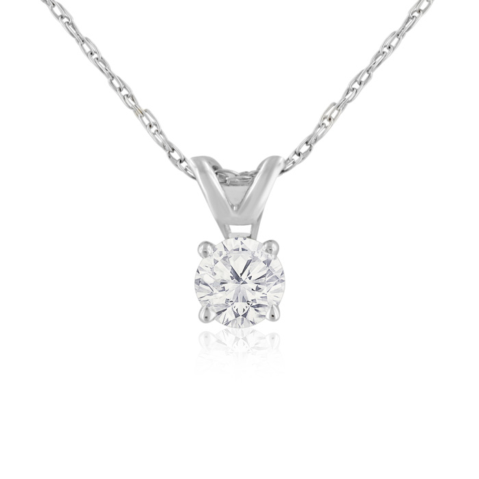 1/4 Carat 14k White Gold Diamond Pendant Necklace, , 18 Inch Chain by SuperJeweler