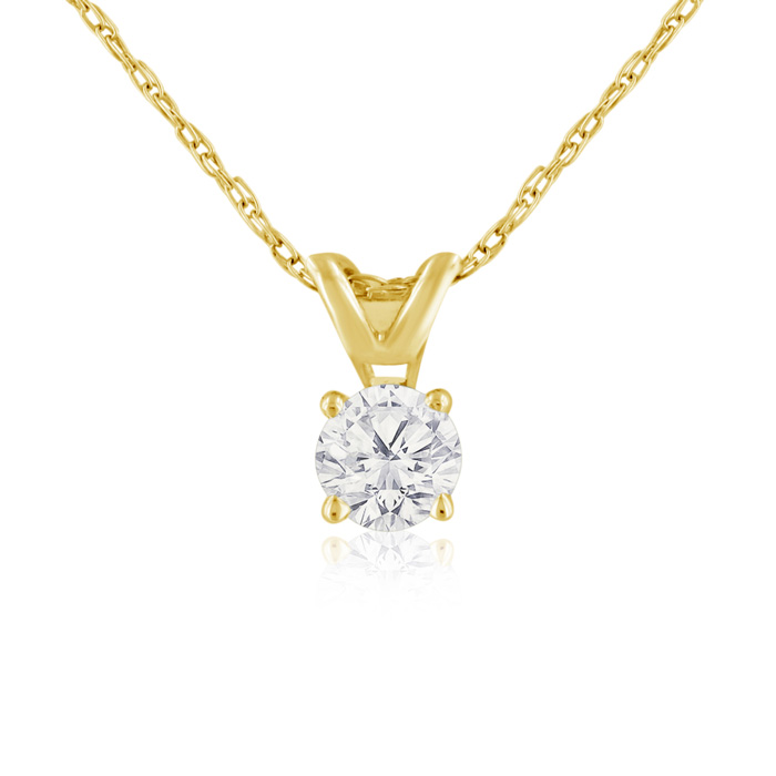 1/4 Carat 14k Yellow Gold Diamond Pendant Necklace, , 18 Inch Chain by SuperJeweler