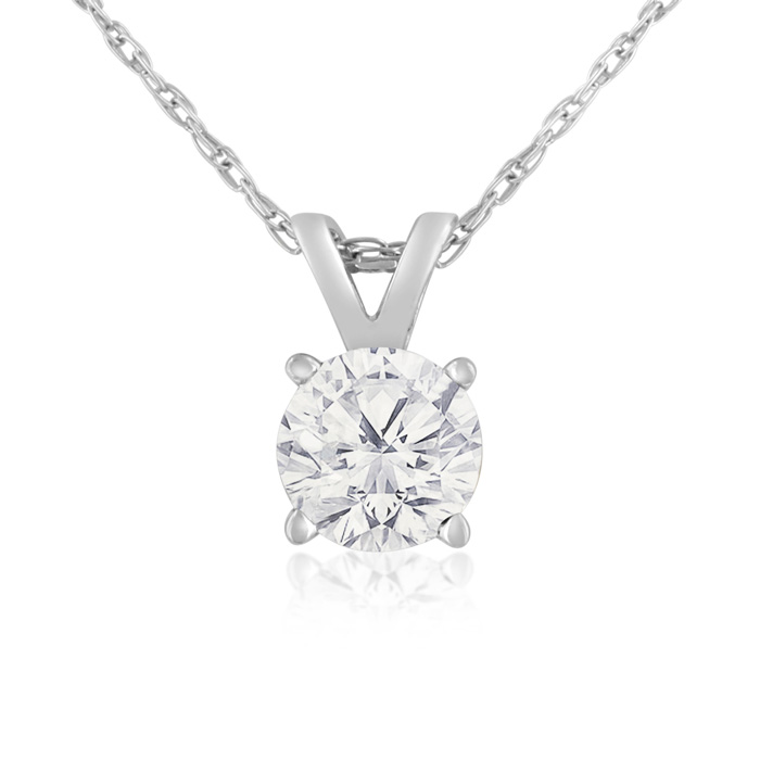 1/2 Carat 14k White Gold Diamond Pendant Necklace, , 18 Inch Chain by SuperJeweler