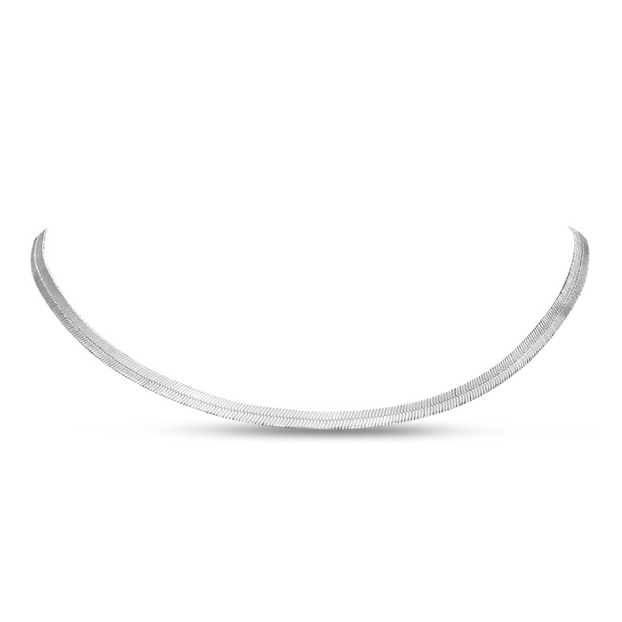 Ladies Stainless Steel 18 Inch Herringbone Chain Necklace by SuperJeweler