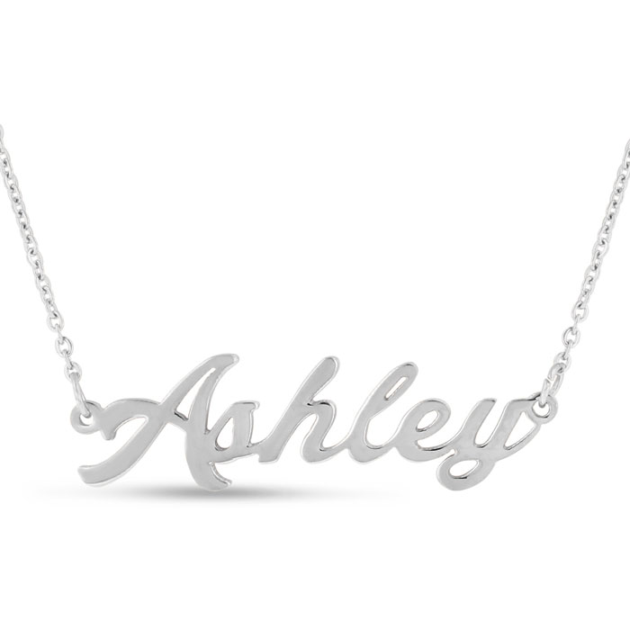 Ashley Nameplate Necklace in Silver, 16 Inch Chain by SuperJeweler