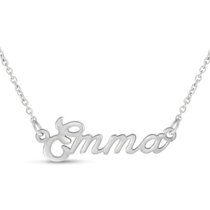Emma Nameplate Necklace in Silver, 16 Inch Chain by SuperJeweler