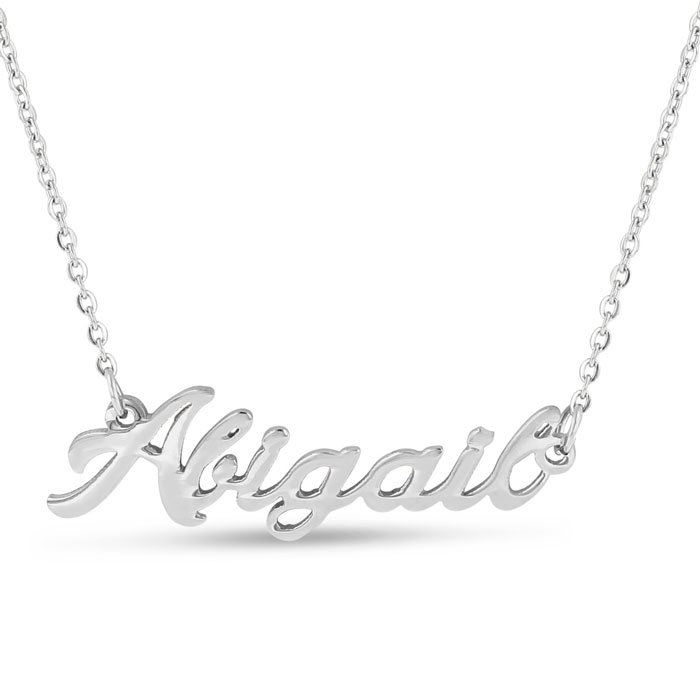 Abigail Nameplate Necklace in Silver, 16 Inch Chain by SuperJeweler