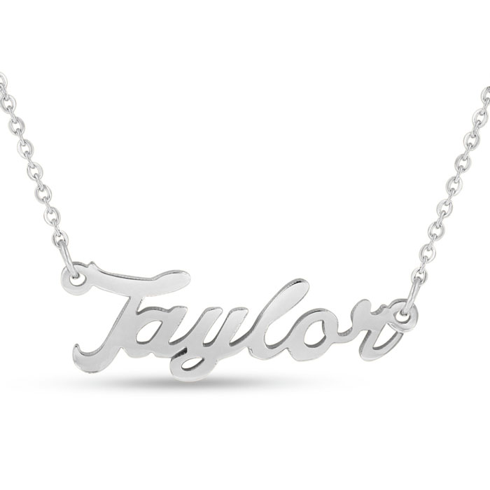 Taylor Nameplate Necklace in Silver, 16 Inch Chain by SuperJeweler