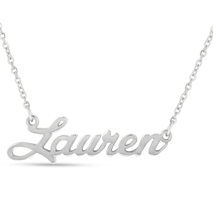 Lauren Nameplate Necklace in Silver, 16 Inch Chain by SuperJeweler