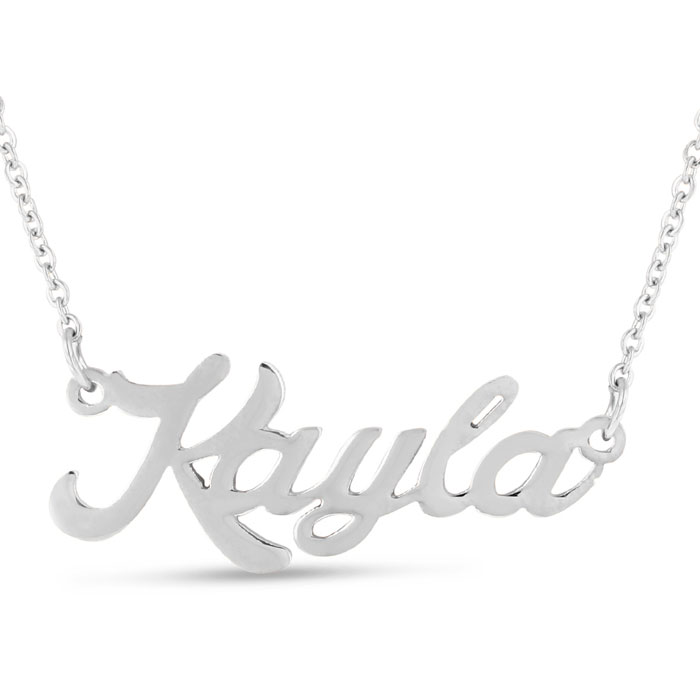 Kayla Nameplate Necklace in Silver, 16 Inch Chain by SuperJeweler